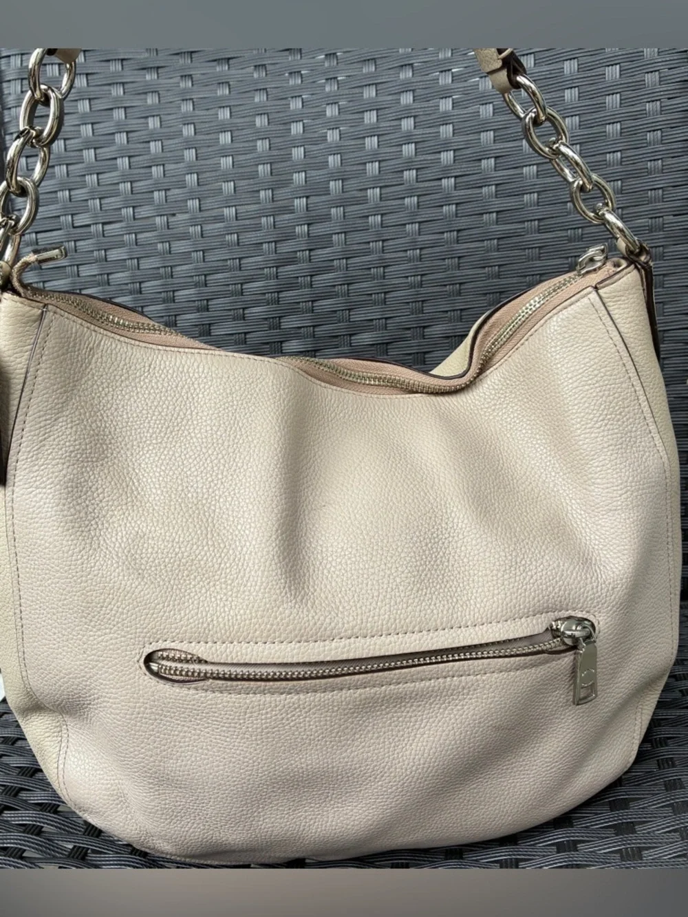 Coach Pebbled Leather Shoulder Bag in gray
